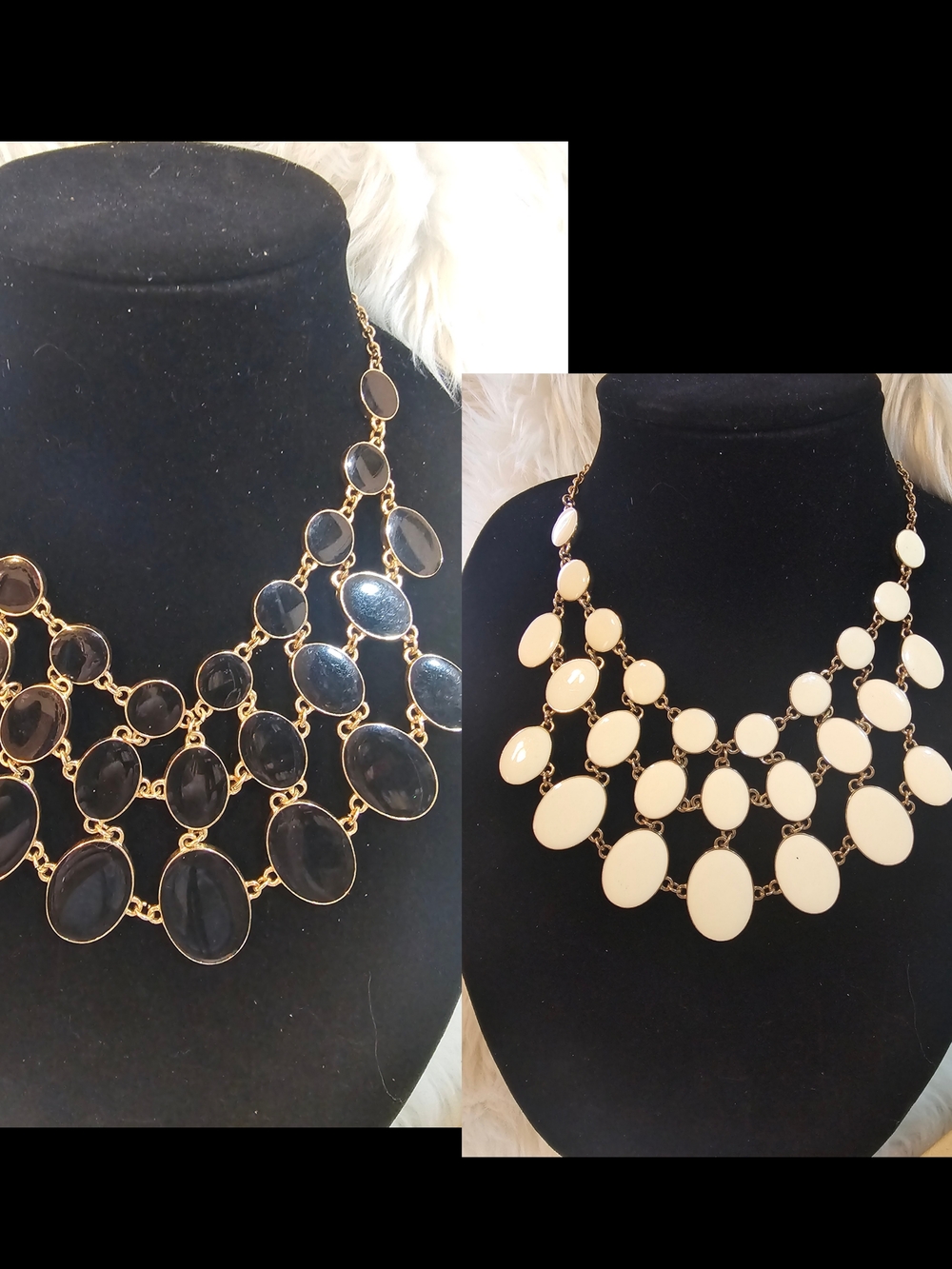 Amrita Singh Gold Tone Black/Cream Reversible Statem Black and Cream #19